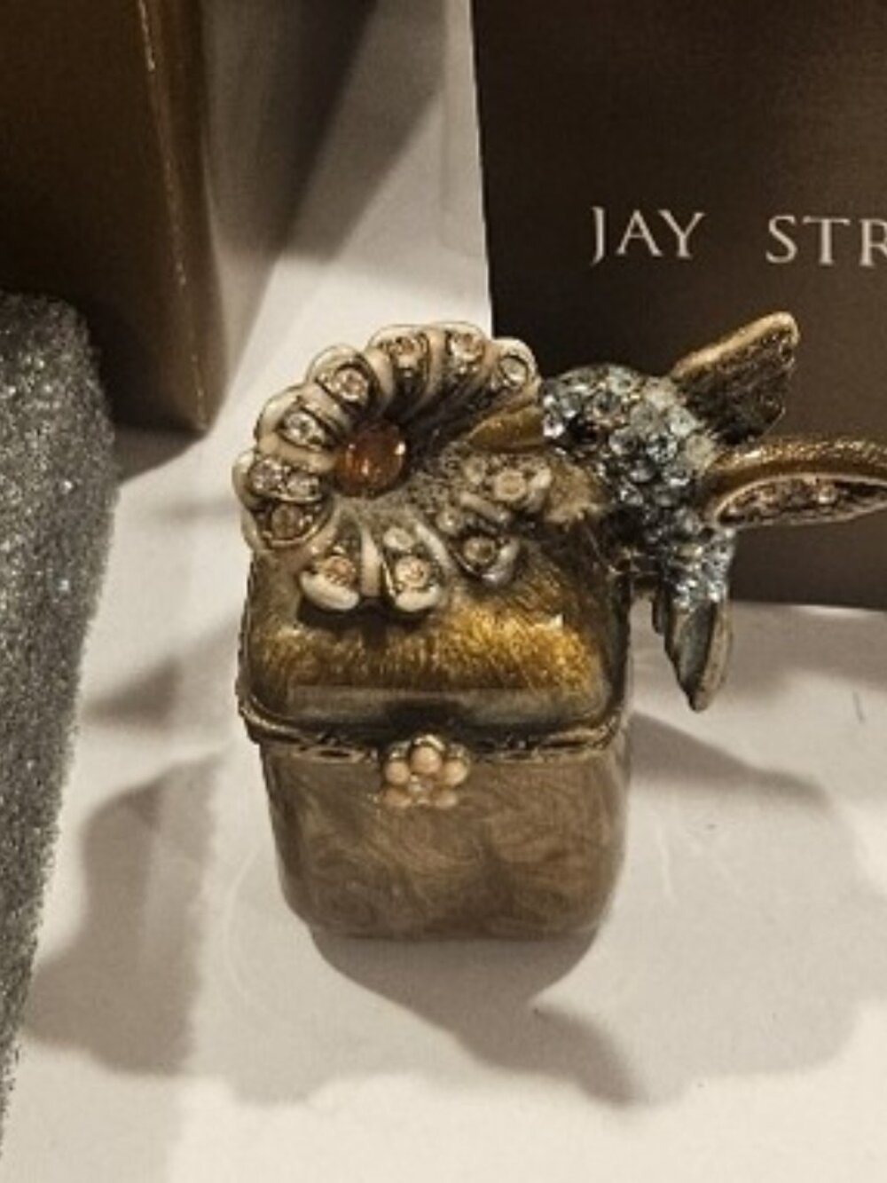 Jay Strongwater Boxed Enamel Swarovski Crystal Hummingbird Trinket Box Set